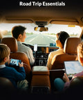 Family using 90W 4 Port USB C Car Charger with 3Ft Cable Ultra Fast PD 3.0 Charging Hub during road trip