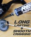 Reel Care Oil And Grease Kit With Two 10ml Syringes For Spinning And Baitcasting Reels, Works In Freshwater Saltwater Hardwater, Low Temp Performance -50F/-40C, All Weather Reel Maintenance For Smoother Casting And Longer Gear Life. Close-up syringe lubricating reel gear