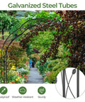 Heavy Duty Garden Arch Made From Galvanized Steel Arbor With Seven Size Options, Metal Flower Leaf Decoration, Outdoor Trellis