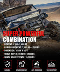 Beefed Up 8500Lbs 50 Feet 3 16 Inch Synthetic Winch Rope Kit displayed on an ATV for off-road recovery in rugged terrain.