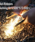 Hands using 2 Pack Beefy Heavy Duty Ferro Rods Half Inch Thick Four Inch Long Drilled Ferrocerium Flint And Steel to create sparks.