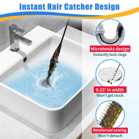 Heavy Duty 30 Inch Drain Snake 5 Pack With Rust Resistant Steel Core And Bendy Nylon Sleeve to yank hair clogs from sink.