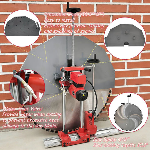Professional 220V Single Phase Automatic Concrete Wall Cutter Featuring 11.8KW Diamond Track Saw And 47.2 Inch Blade With Safety Features