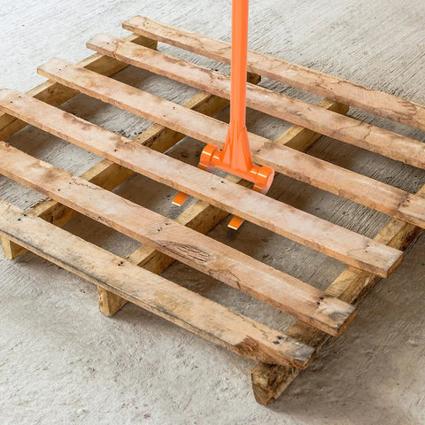 Heavy Duty Pallet Breaker With 48 Inch All Steel Handle Built Tough Fully Welded Pallet Buster on wooden pallet