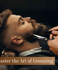 Pro Grade Hair Cutting Scissors 6.5 Inch Razor Edge Barber Shears trimming a beard for salon quality cut