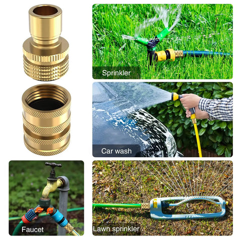 Heavy Duty Three Quarter Inch Garden Hose Quick Connect Fittings No Leak Water Splitter With Sink Spigot Adapters Brass Connectors