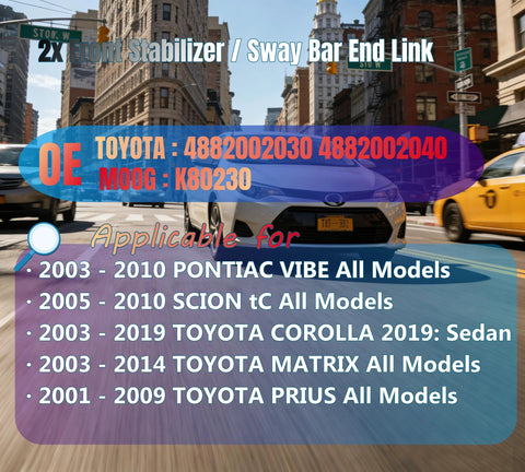 Two front stabilizer sway bar end link kit for automotive suspension, left and right.