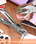 24 Pack 1/4 Inch Single Hole Punch Set Metal Paper Puncher With 5 Sheet Capacity Built Tough Silver Finish on desk with notebooks