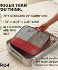 Person placing Large Travel Packing Cubes Set Of 5 For Suitcases Lightweight Luggage Organizer Bags With Non Compression Design into suitcase