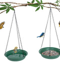 Hanging Bird Feeder And Bird Bath Combo For Outdoors Ready For Easy Setup 10 Inch Tray 16 Inch Chain Durable Plastic Includes Hole And No Hole Trays Attract Cardinals Blue Jays Crows Yard Friendly.