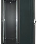 Heavy Duty 19 Inch Network Cabinet Server Rack Enclosure with Secure Locking Doors, open view showcasing adjustable rails.