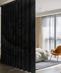 Dope Room Divider Curtain With Ceiling Track System Black 15 Ft Wide By 9 Ft Tall One Panel Heavy Triple Weave Blackout