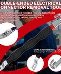 5 Piece Electrical Disconnect Pliers Set With Knuckle Friendly Textured Grips For Extracting Car Terminal Pins And Wire Terminals, showing dual-ended tool with ergonomic grip.