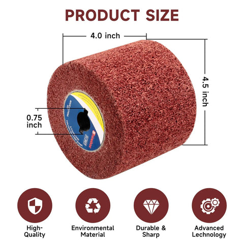 Nonwoven Flap Wheel For Surface Conditioning 120 Grit Drum 120 X 100 X 19 Mm Heavy Duty Pro Grade with dimensions in inches.