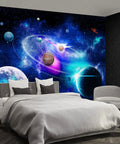 Epic Kids Planet Murals Galaxy Backdrop Solar System Starry Night Sky Bedroom Wallpaper Large Fabric Mural 195x120 Inches