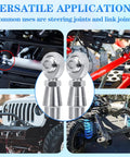 Complete 5/8-18 Heim Joint Rod End Kit With Four Right Hand And Four Left Hand Threads, Lock Nut Bushing Assembly, Easy Weld-In Or Bolt-On Suspension Upgrade To Boost Your Ride For Cars, Trucks And Off-Road, silver steel rod ends for steering and suspension