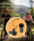Two cyclists with inset of 20X Full Twist Throttle Grip For Ebikes And Electric Scooters, 12V-72V Compatible, 3-Pin Waterproof Connector