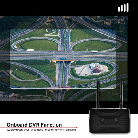 Compact 4.3 Inch FPV Monitor With DVR, 5.8GHz 40 Channel Receiver displaying aerial view of highway intersection