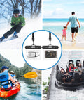 Collage of outdoor activities with 2 Pack Waterproof Car Key Fob Case With Lanyard For Swimming And Surfing, IPX8 dry bags highlighted.