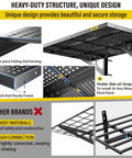 Heavy Duty Garage Wall Shelving Set 2-Pack 2x3ft Adjustable Metal Shelves with detailed parts and features shown in black finish.