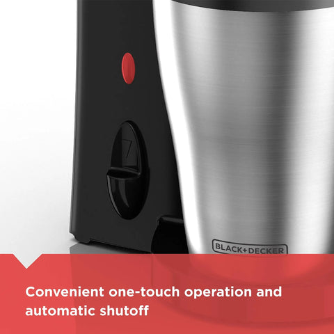On The Go Personal Coffee Maker Brews 15 Ounces Directly Into A Stainless Steel Travel Mug 0.45 Liters Black And Stainless Finish