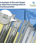 Heavy Duty Rackmount Sliding Rails Kit for 1U to 4U Servers, adjustable 26 to 40 inch depth shown in retracted position.