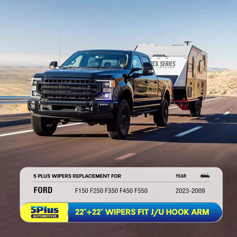 Heavy Duty Traditional Metal Windshield Wiper Blades Two Pack 22 Inch J Hook Fits Ford F150 F250 F350 on pickup truck.
