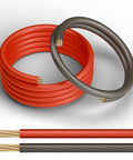 4 Gauge Car Audio Wire Kit 20ft Red And 5ft Black Copper Clad Aluminum Pro Grade Battery Cable coiled and cut end close-up