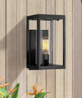 Dusk To Dawn Outdoor Wall Light 2 Pack Slick Modern Exterior Sconce Porch Lantern Black Cast Aluminum With Clear Cylinder Glass Photocell Sensor