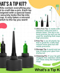 Image showing components of a tip kit with various precision tips for Mini Precision Craft Glue With Tip Kit For Fine Paper Crafting Scrapbooking And Card Making Its Go To Adhesive For All Your Projects 2 Fluid Ounces Acid Free Archival Clear Drying Super Strong Hold Made In USA