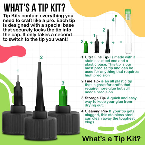 Image showing components of a tip kit with various precision tips for Mini Precision Craft Glue With Tip Kit For Fine Paper Crafting Scrapbooking And Card Making Its Go To Adhesive For All Your Projects 2 Fluid Ounces Acid Free Archival Clear Drying Super Strong Hold Made In USA