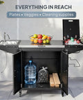Outdoor Grill Cart With Sink And Built In Cold Drink Fridge, 304 Stainless Steel Prep Island On Wheels With Cabinet