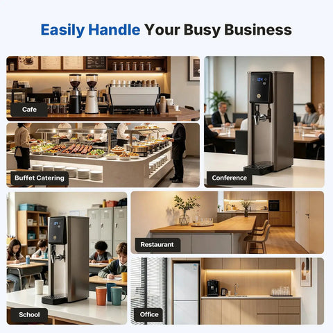 1800W Commercial Hot Water Boiler Countertop Dispenser With On Tap 20L Per Hour Rapid Heating 304 Stainless Steel in various settings