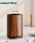 Acacia Wood 360 Degree Rotating Utensil Holder for Countertop, Big 7.2 Inch Kitchen Tool Crock with measurements on countertop