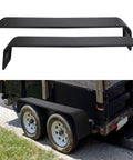 Detachable Trailer Fenders For Double Axle Trailers Fits 13 To 15 Inch Tires, Steel Diamond Tread Plate, on a black trailer