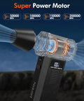 Powerful Electric Air Duster With 200000 RPM Core Motor 4 Gear Adjustable Airflow in transparent motor casing