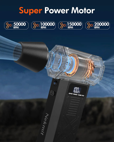 Powerful Electric Air Duster With 200000 RPM Core Motor 4 Gear Adjustable Airflow in transparent motor casing