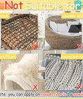 Image showing 6 Inch Wide Couch Cushion Non Slip Pads With 9.84 Ft Adhesive Hook And Loop Tape not suitable for porous, woven, velvet, or knit surfaces.