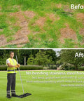 Before and after using the Beast Heavy Duty Lawn Leveling Rake With 30 Inch By 10 Inch Head And 78 Inch Adjustable Stainless Steel Handle