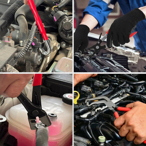 Heavy Duty Electrical Disconnect Pliers Set for Cars, Trucks and SUVs, 7 Piece Auto Connector Removal Toolkit in use