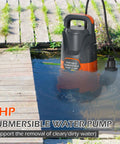 1HP Submersible Sump Pump in garden pond, 4500 GPH electric portable water transfer pump for pool basement garden spa hot tubs pond