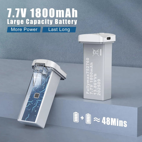 7.7V 1800mAh battery for 4K Camera Drone With GPS Auto Return, Waypoint Flight, supporting 48-minute flight time