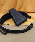 Rugged Buffalo Leather Rifle Buttstock Cover With Canvas Cheek Pad And Shell Holder Heavy Duty Sling Non Slip Cushioning For 12 Gauge