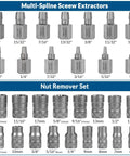 54 Piece Screw And Bolt Extractor Set With Left Hand Drill Bits For Stripped Screws And Broken Bolts, Lug Nut Remover Kit