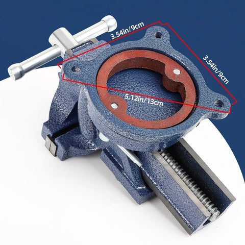 Top view of 4 Inch Bench Vise With Portable Clamp And 360 Degree Swivel Base For Woodworking Milling Machine And Drill Press.