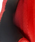 Close-up of red durable fabric on Bucket Jockey Organizer With 30 Pockets, Heavy Duty 600 Denier Water Resistant Material