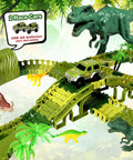 266 Piece Dino Track Set For Kids Ages 3 4 5 6 7 Flexible Race Tracks With 2 Dino Cars Bridges Tunnels Coconut Trees