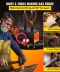 Farrier Forge Furnace With Dual Burners Large Capacity Portable Propane Knife Forge For Metalworking And Blacksmithing Built For Fast Heat Up Durable Iron Construction Safe Operation Boss Level Knifemaking in use