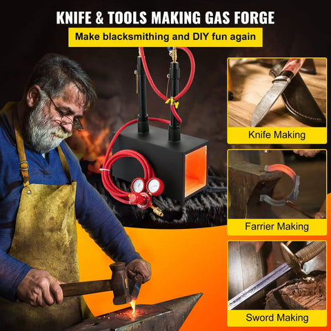 Farrier Forge Furnace With Dual Burners Large Capacity Portable Propane Knife Forge For Metalworking And Blacksmithing Built For Fast Heat Up Durable Iron Construction Safe Operation Boss Level Knifemaking in use