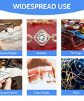 Widespread use of Handheld Pulse Arc Jewelry Welder Kit For Gold Silver Platinum And K Gold With Pro Grade Power For Precise 0.4 To 1.0mm Wire Welding DIY Jewelry Making And Permanent Jewelry Repair On The Go, including glasses repair, jewelry, tin toys, arts and crafts, false teeth, and wire.